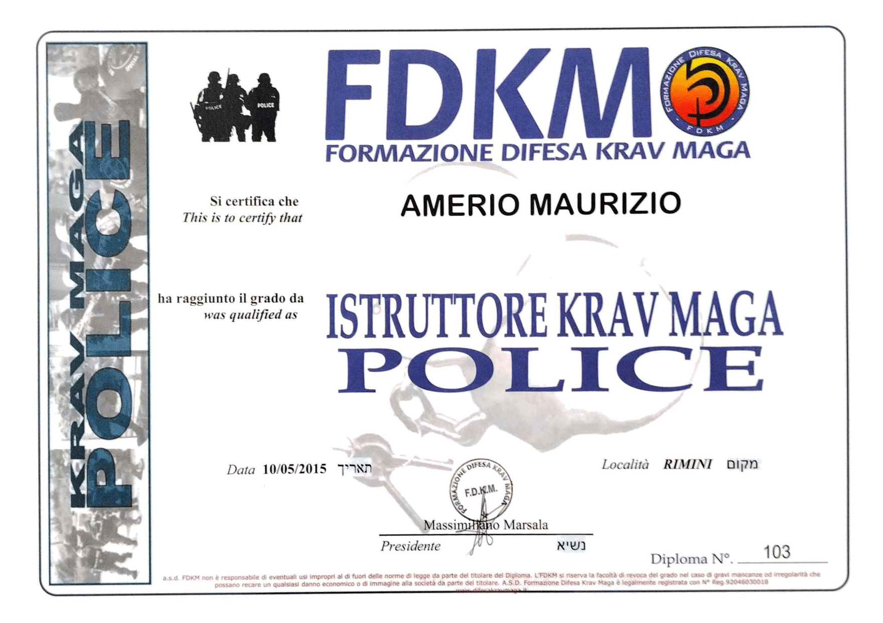 Istruttore Krav Maga Police, Formazione Difesa Krav Maga, Rimini, 2015