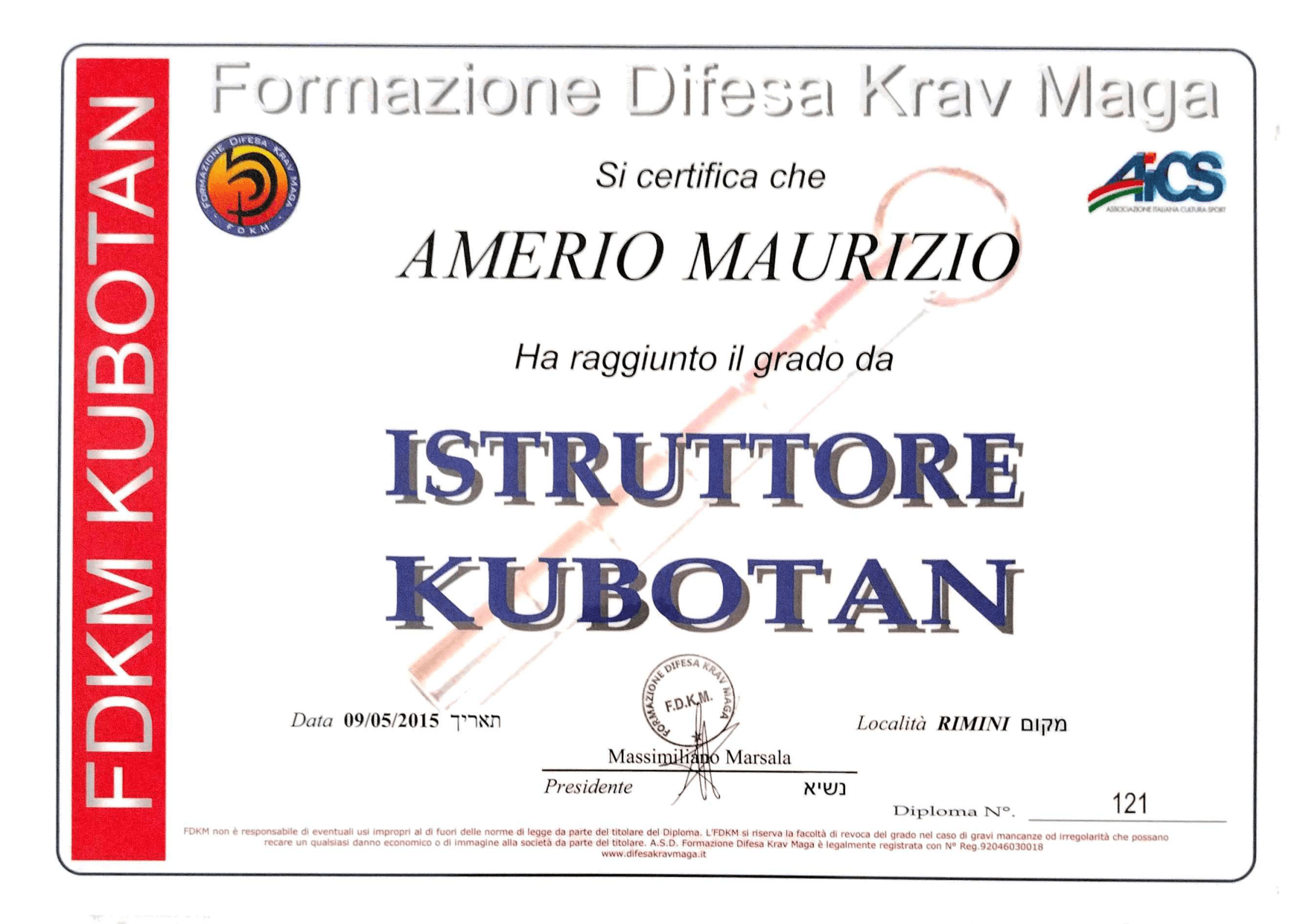 Istruttore Kubotan, FDKM Kubotan, Rimini, 2015
